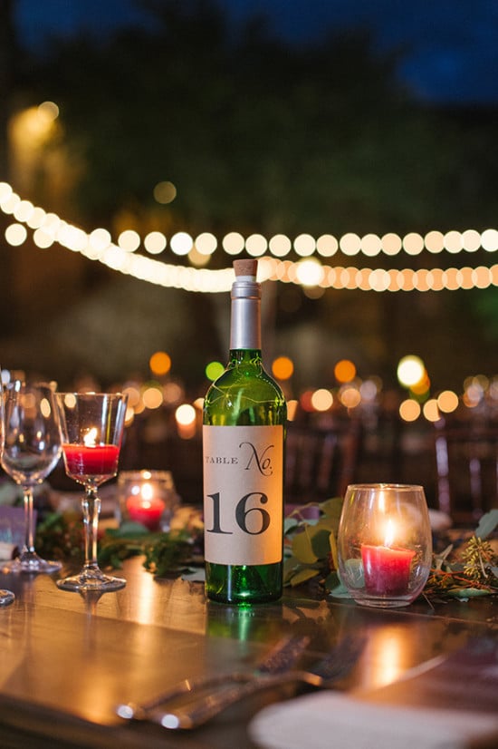 Wine bottle table numbers