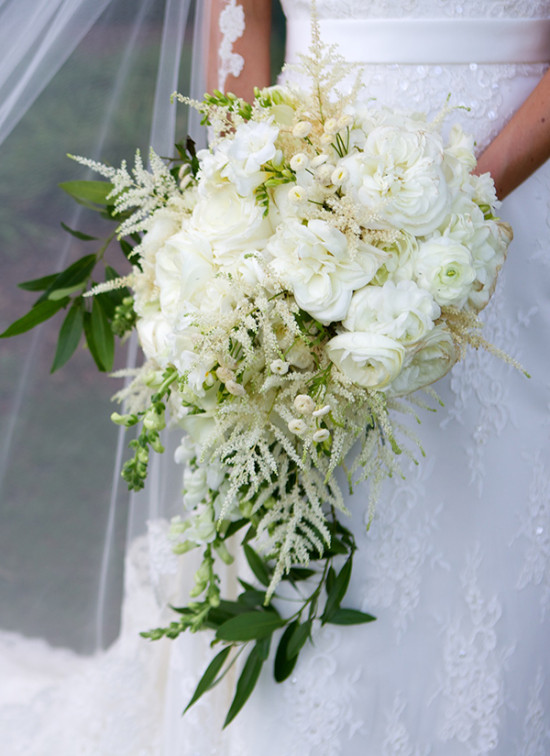 Ivory and green wedding bouquet