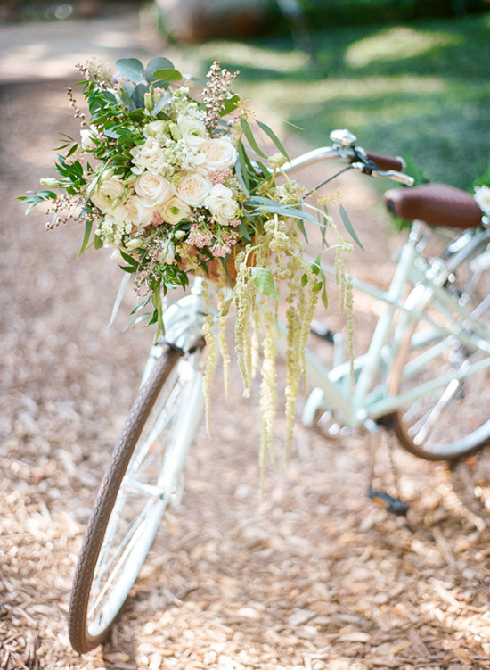 flower accented wedding bike
