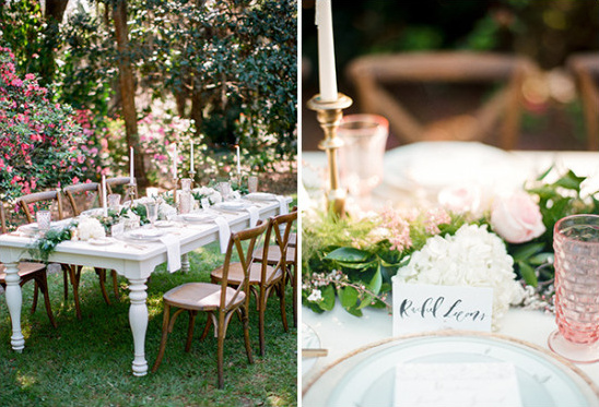 elegant wedding reception decor in garden