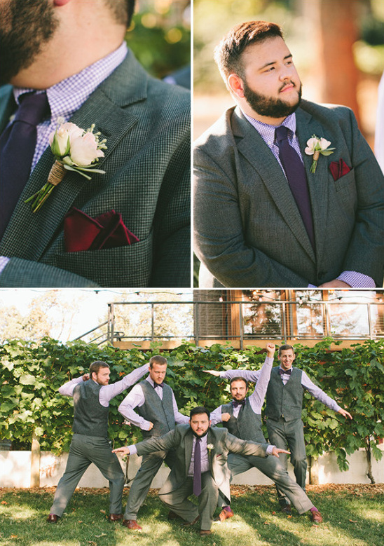purple and gray groom and his men