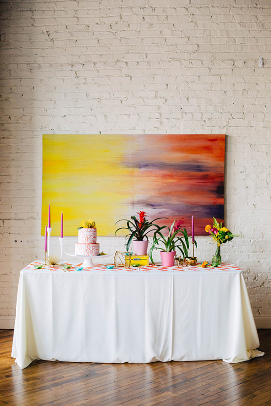 watercolor wedding cake table