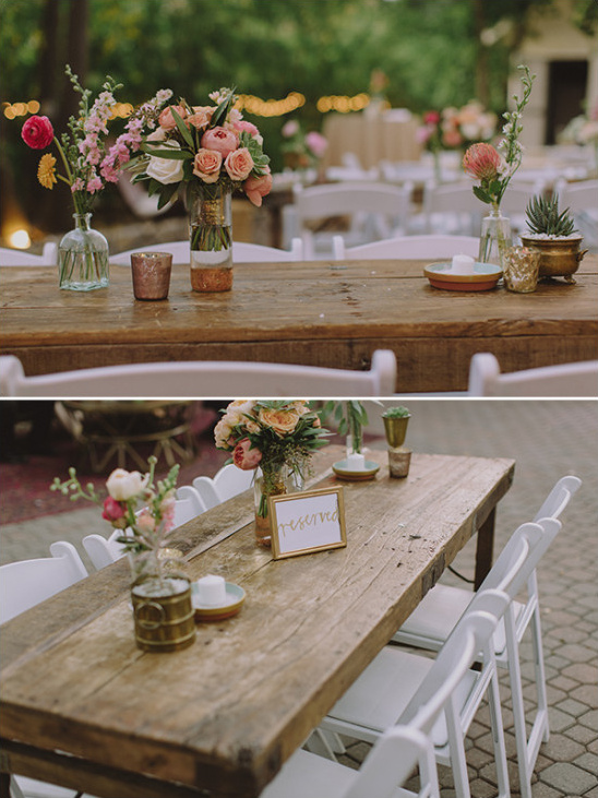 Rustic chic outdoor reception tables