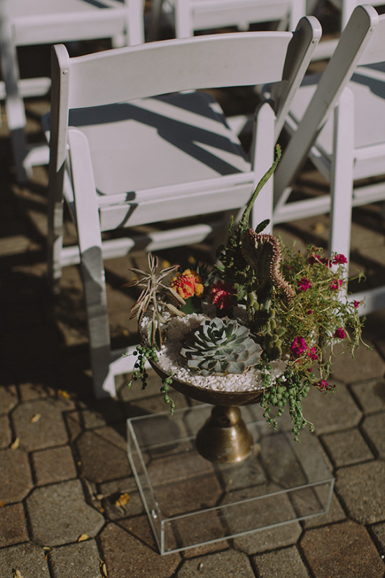 Ceremony decor with potted plants