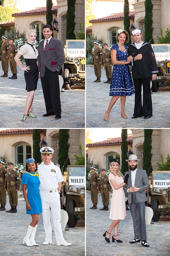guests dressed according to the 1940s theme