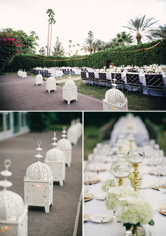 White and gold wedding reception