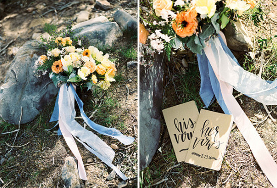 wedding bouquet and vow books
