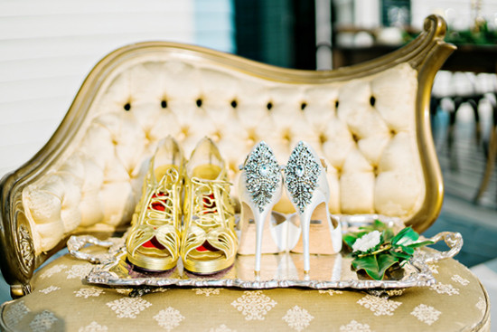 gold and ivory wedding shoes