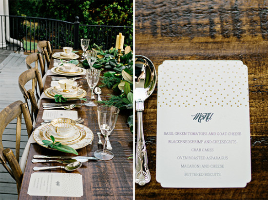 natural wood with gold accents reception