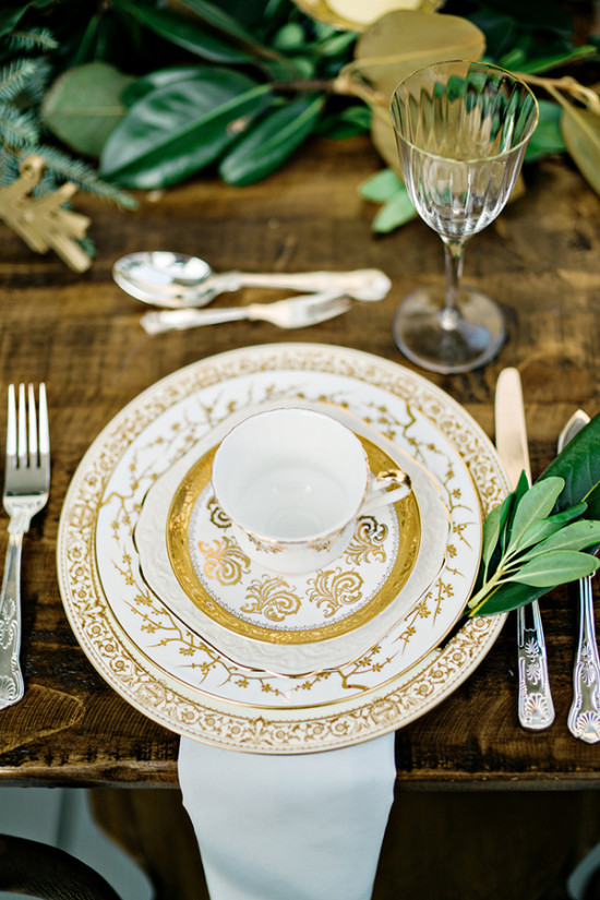 gold china tea cup place setting