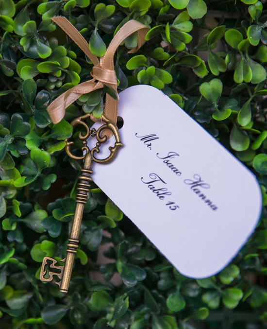Seating card and vintage key