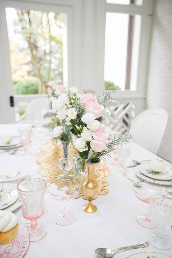 pink and white flower centerpieces