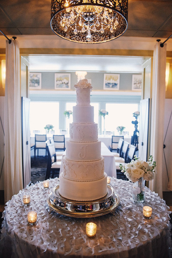 white 6 teir wedding cake