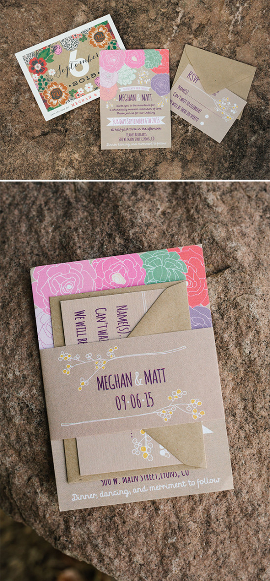 Wedding invitation suite with floral design and elegant details