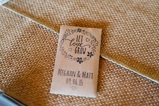 Wedding favor: Let Love Grow seed packet with names and date