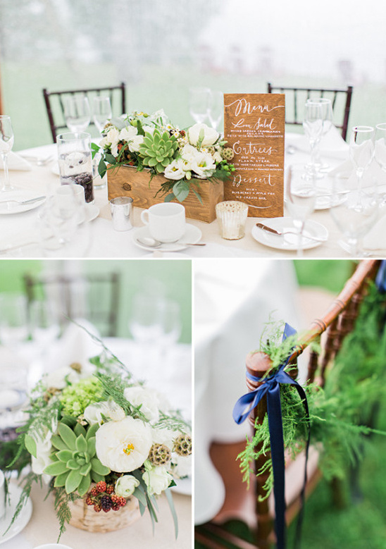 refreshing white and green wedding reception