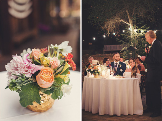 Elegant wedding reception with flowers and speeches