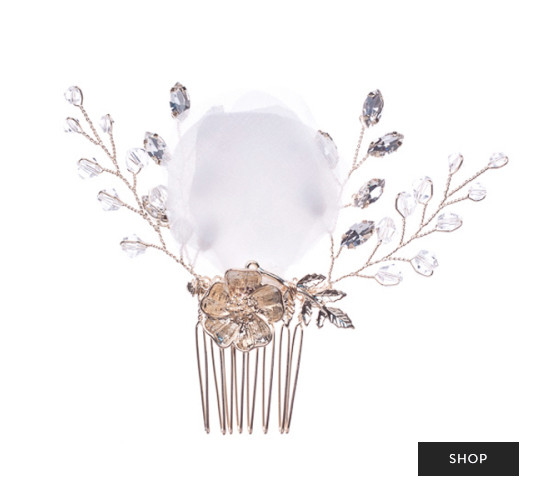 Elegant bridal comb with crystal and floral details for weddings