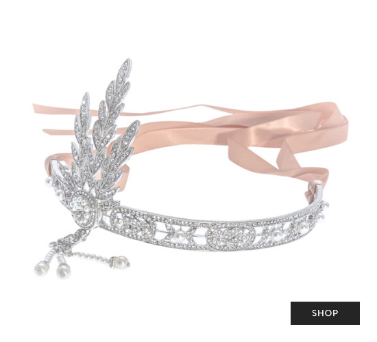 Elegant Art Deco style headband with pearls and rhinestones
