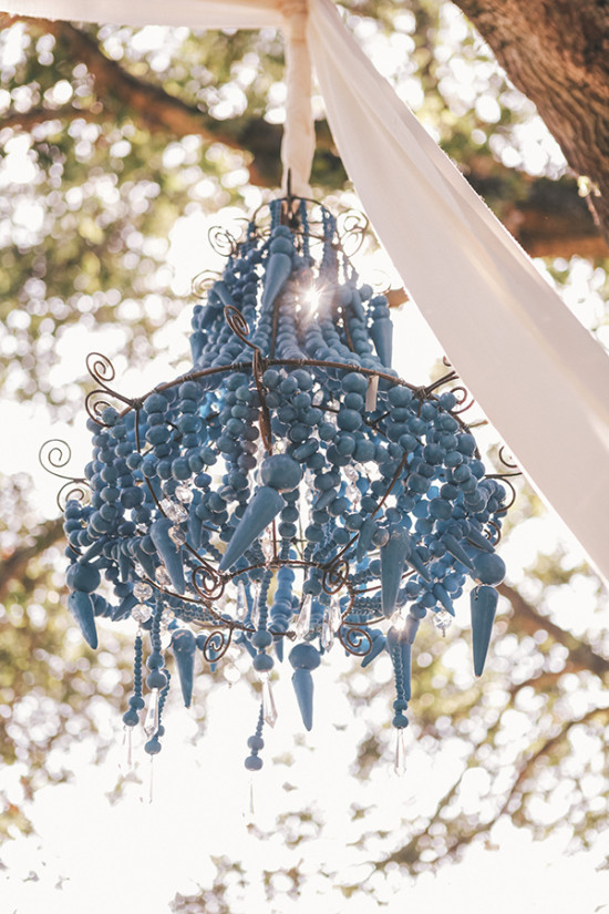 Blue wedding chandelier