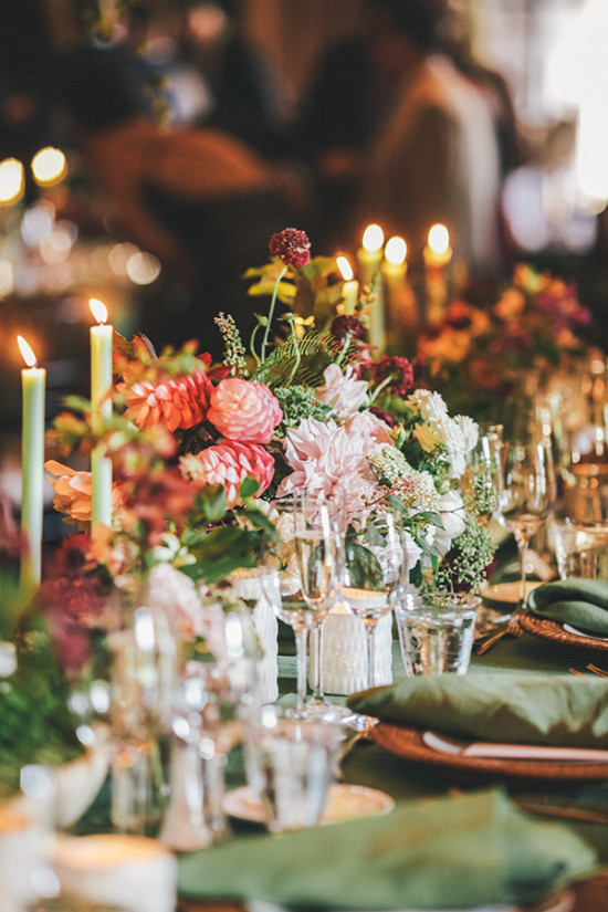 Candles and floral centerpiece decor
