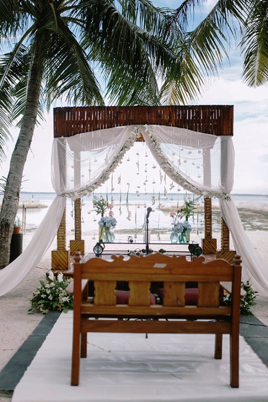wedding ceremony backdrop on the beach
