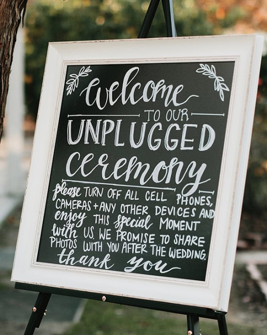 unplugged wedding ceremony sign