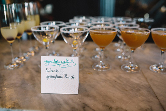 Signature cocktail Sidecars and Springtime Punch drinks for a party