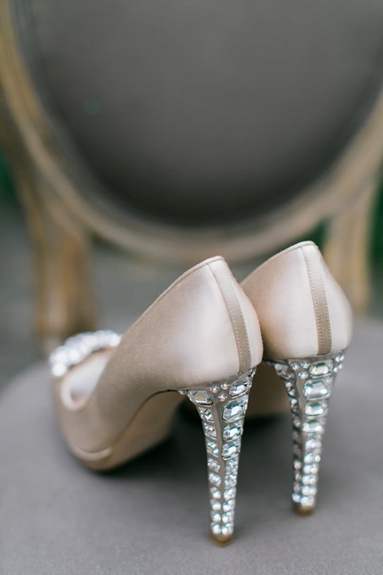 chic champagne heels with bejeweled heels