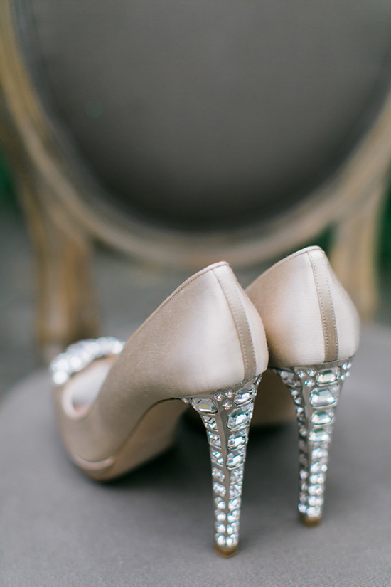 Elegant bridal high heels with crystal embellished heels