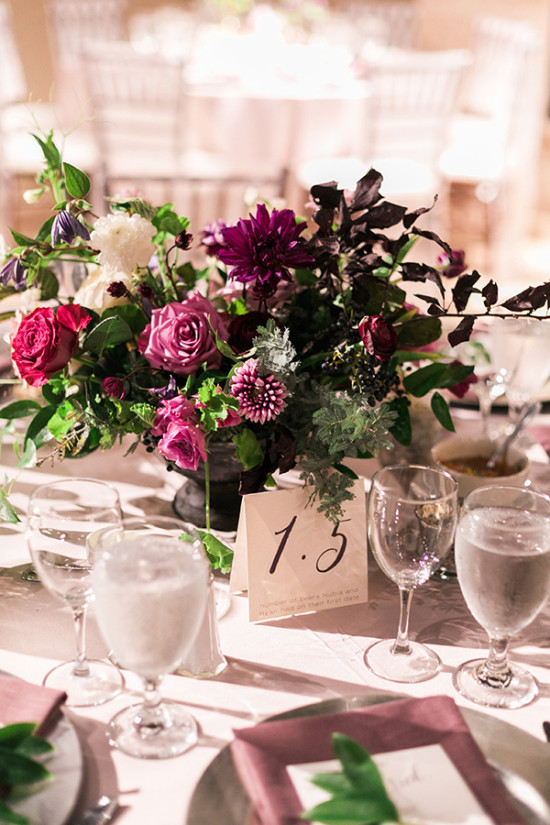 Elegant wedding table setting with beautiful floral arrangement