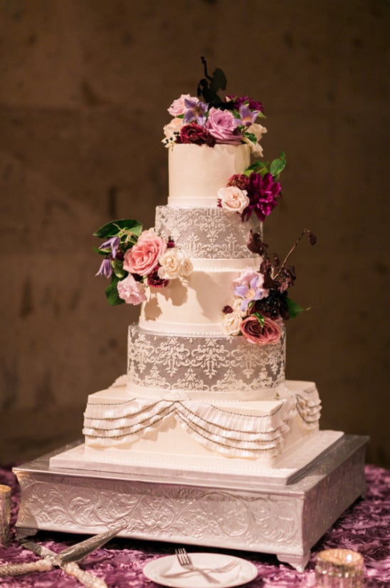 romantic ruffled and lacy wedding cake
