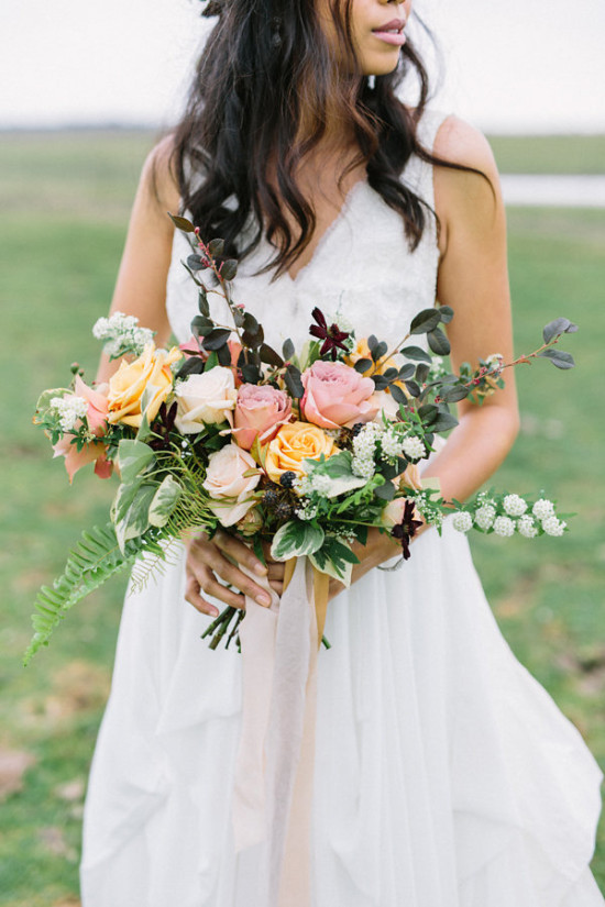 Blush and yellow wedding bouquet
