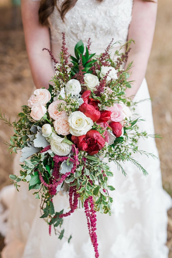 Pink and red wedding bouqet
