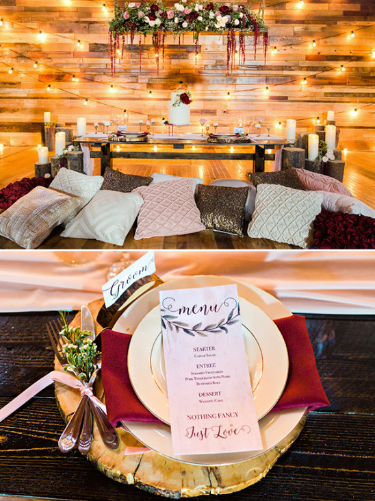 Rustic sweetheart table details