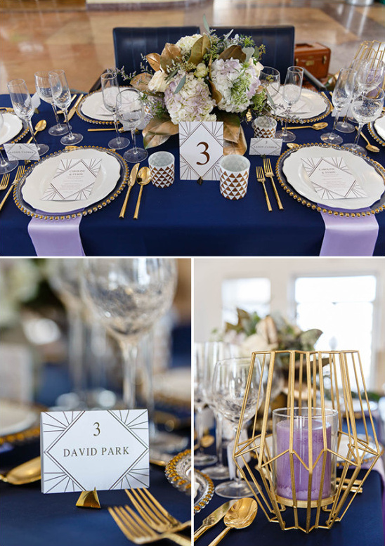 Navy and gold table decor
