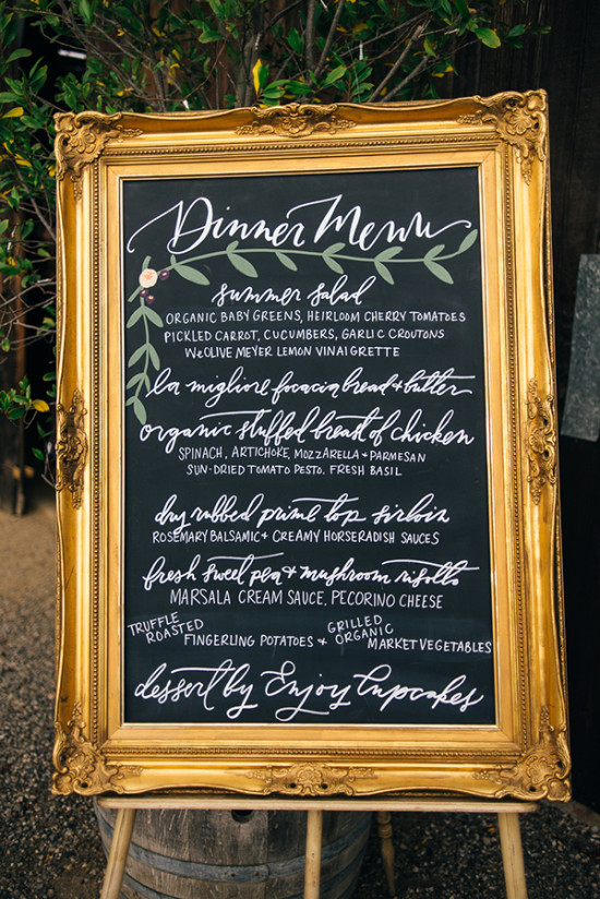 fancy framed chalkboard menu sign
