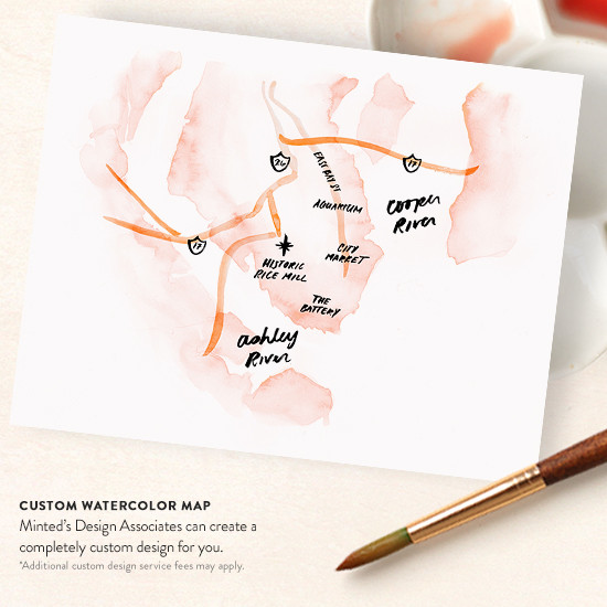 custom watercolor map from Minted