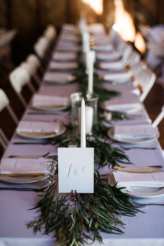 family style seating and calligraphy table numbers