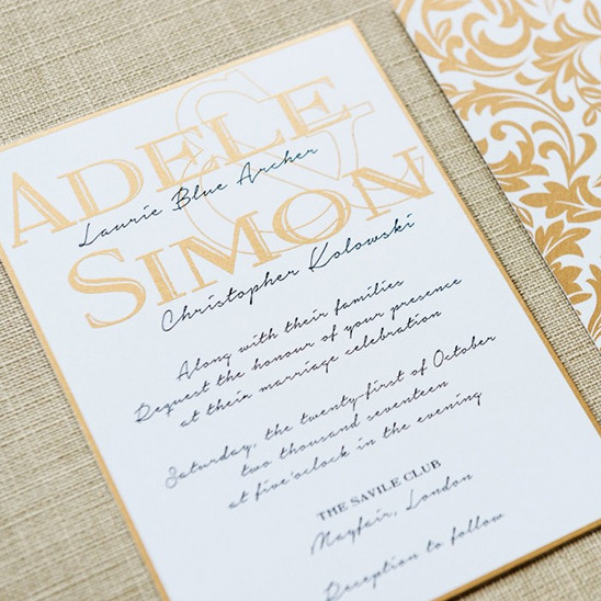 Elegant wedding invitation Adele and Simon October 21