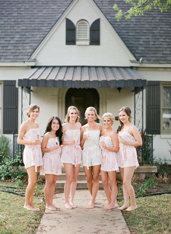 blush bridesmaids rompers