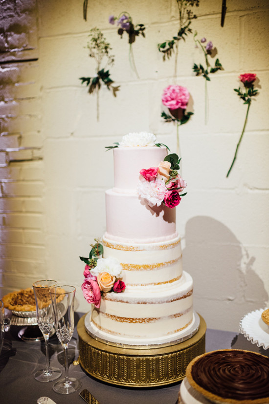 wedding cake with flower accents