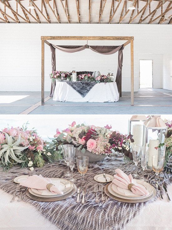 Elegant wedding sweetheart table with floral decor