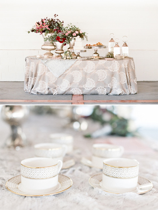 Elegant wedding reception table with floral decorations