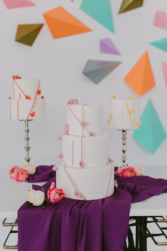 geometric colorful wedding cakes