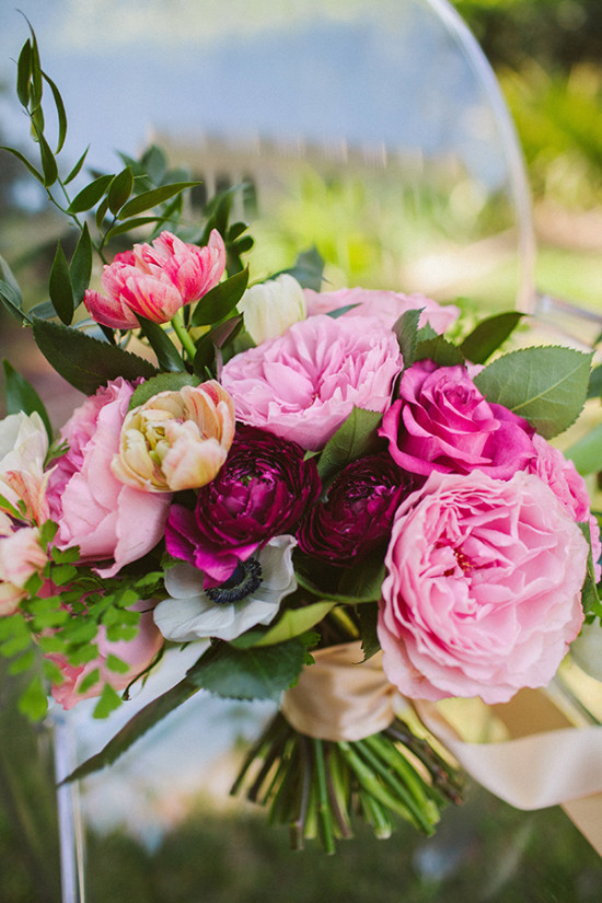 beautiful pink peony wedding bouquet