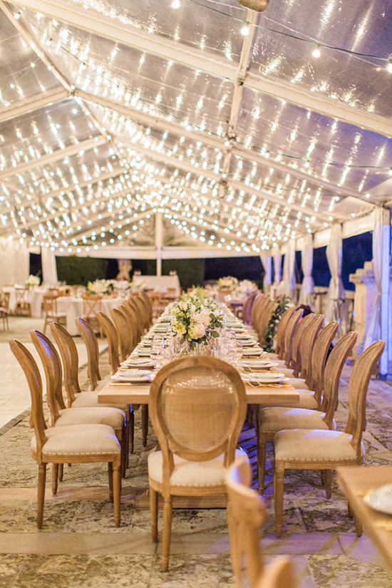 Clear tent reception lighting