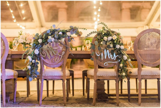 Bride and groom chairs