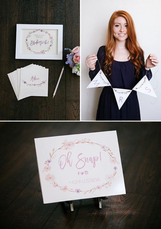 Bridal shower photo booth banner MRS and advice cards