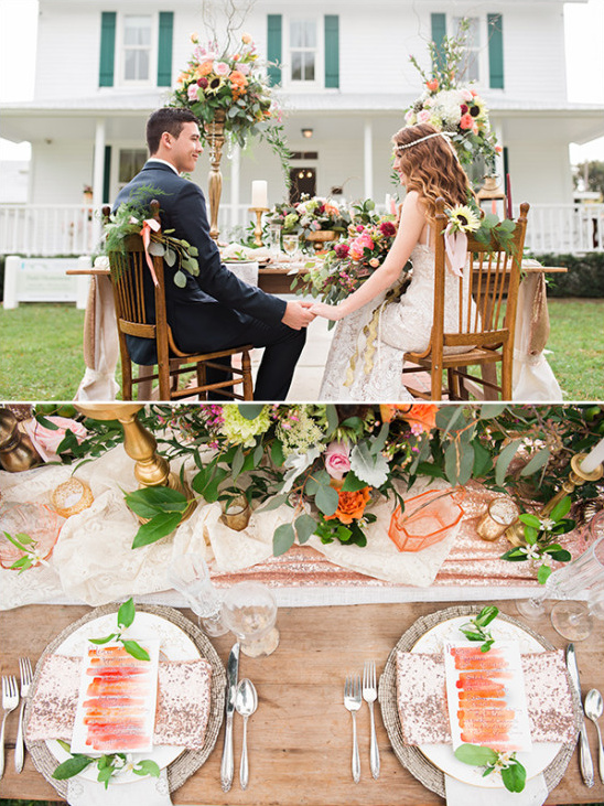 Bright table decor and details